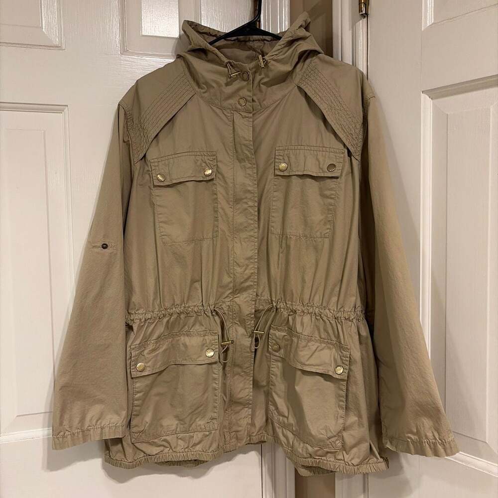 Michael Kors Women Utility Hooded Jacket with Cinch Waist Size 2X